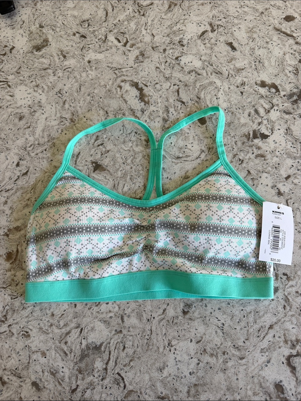 NWT SO Mint Green Patterned Sports Bra